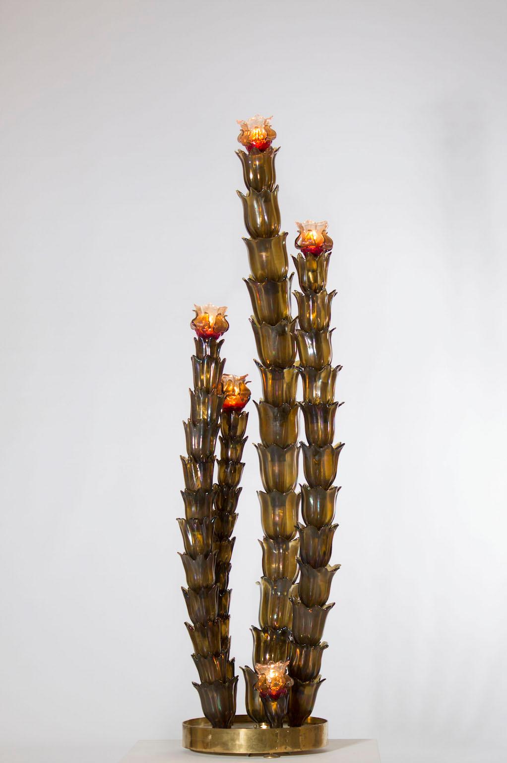 Lampadaire Cactus fabriqué à la main en verre de Murano soufflé Italie années 1960 Giovanni Dalla Fina en vente 4