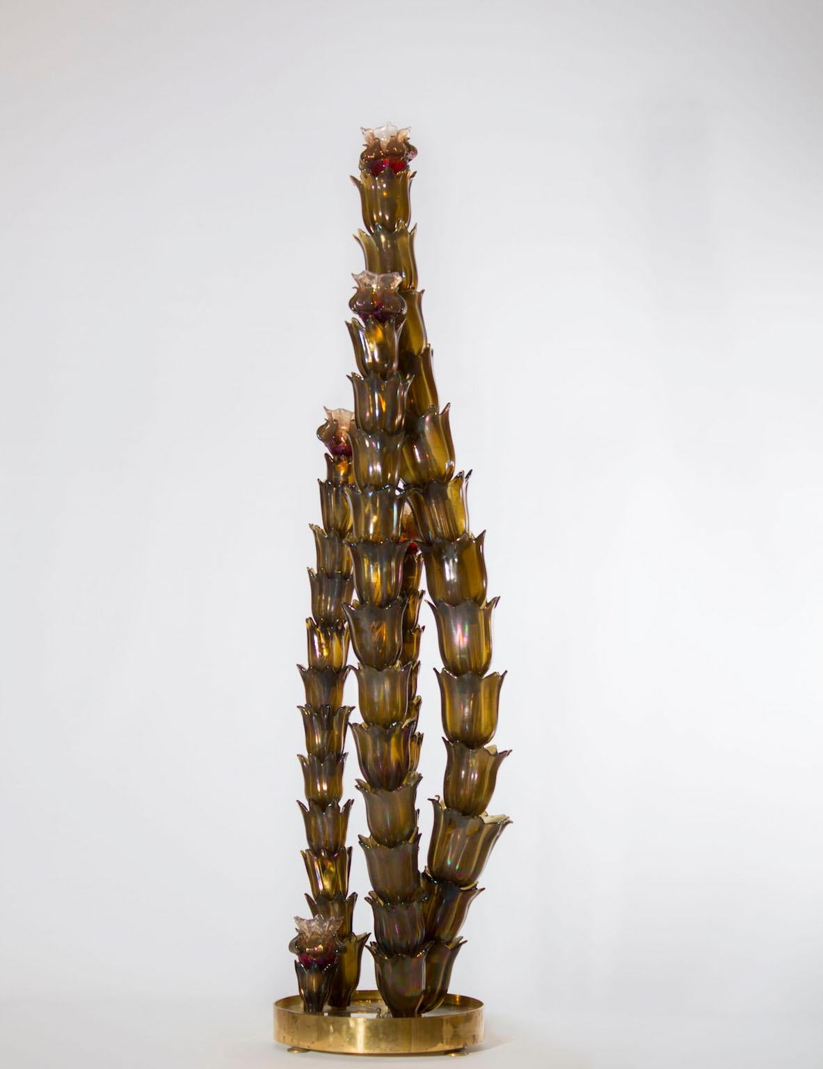 Hand-Crafted Cactus Floor Lamp handcrafted blown Murano glass Italy 1960s Giovanni Dalla Fina For Sale