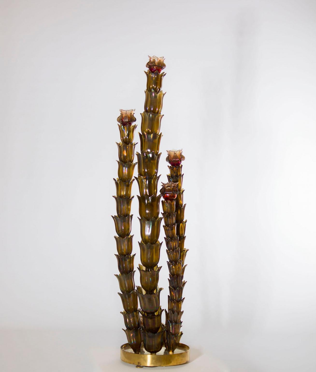 Lampadaire Cactus fabriqué à la main en verre de Murano soufflé Italie années 1960 Giovanni Dalla Fina Excellent état - En vente à Villaverla, IT