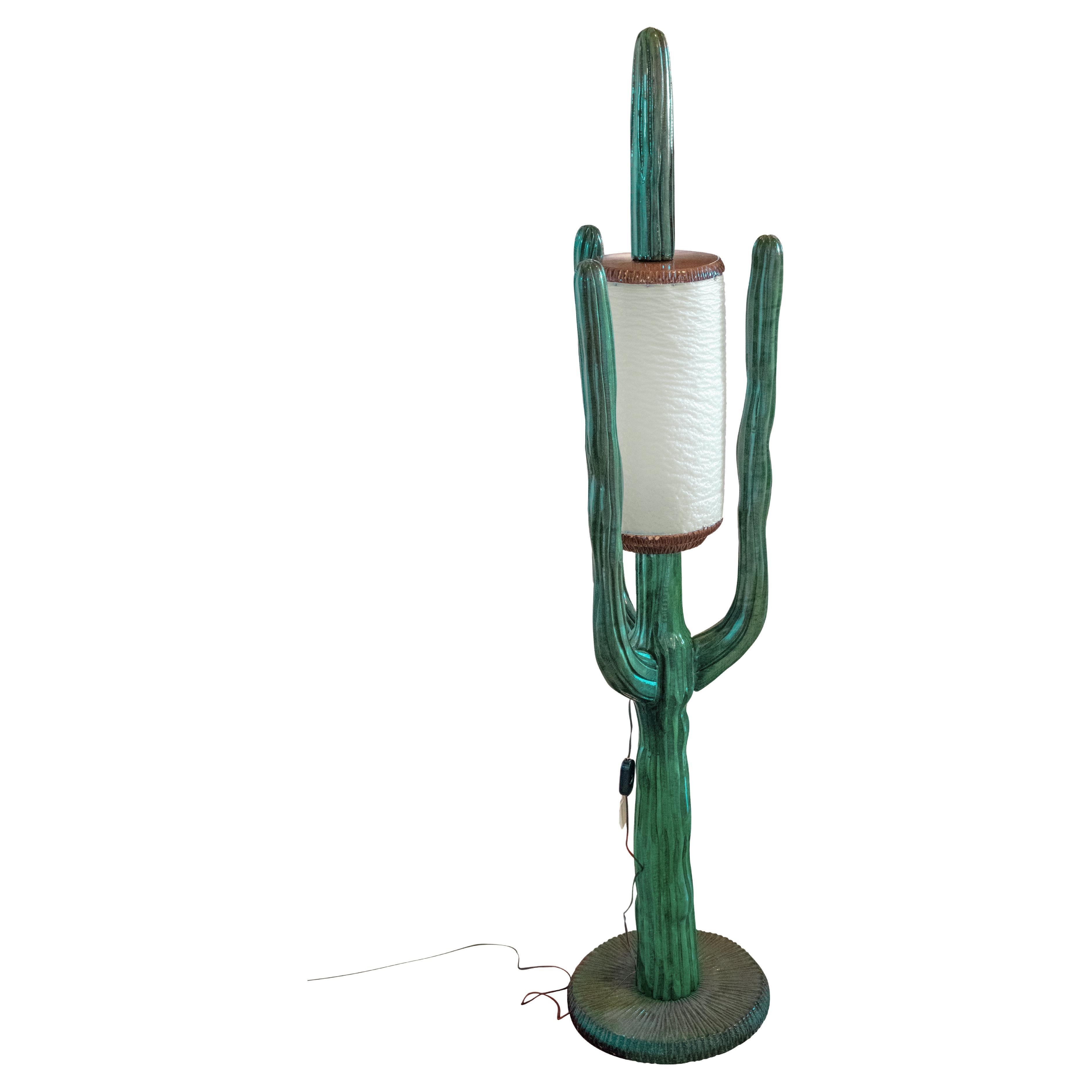 Cactus Floor Lamp in Wood and Plastic by P.S. Creazioni, Italy 1970s For Sale