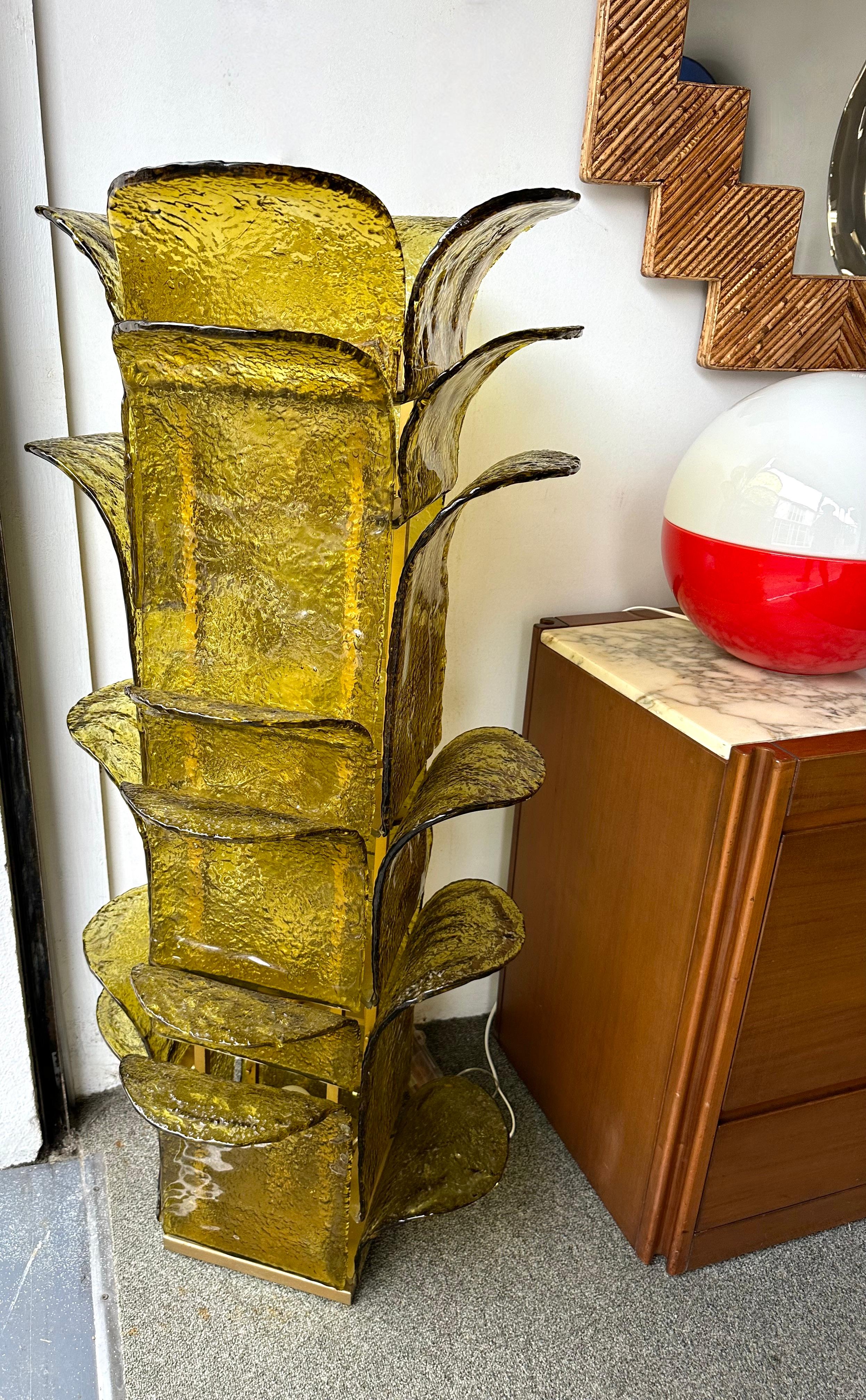 Gilt Cactus Floor Lamp Murano Glass by Carlo Nason for Mazzega, Italy, 1970s For Sale