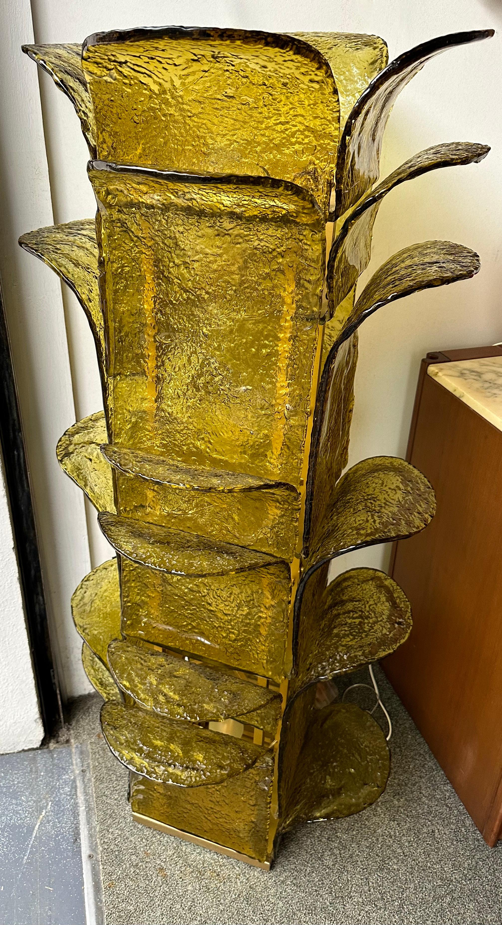 Metal Cactus Floor Lamp Murano Glass by Carlo Nason for Mazzega, Italy, 1970s For Sale