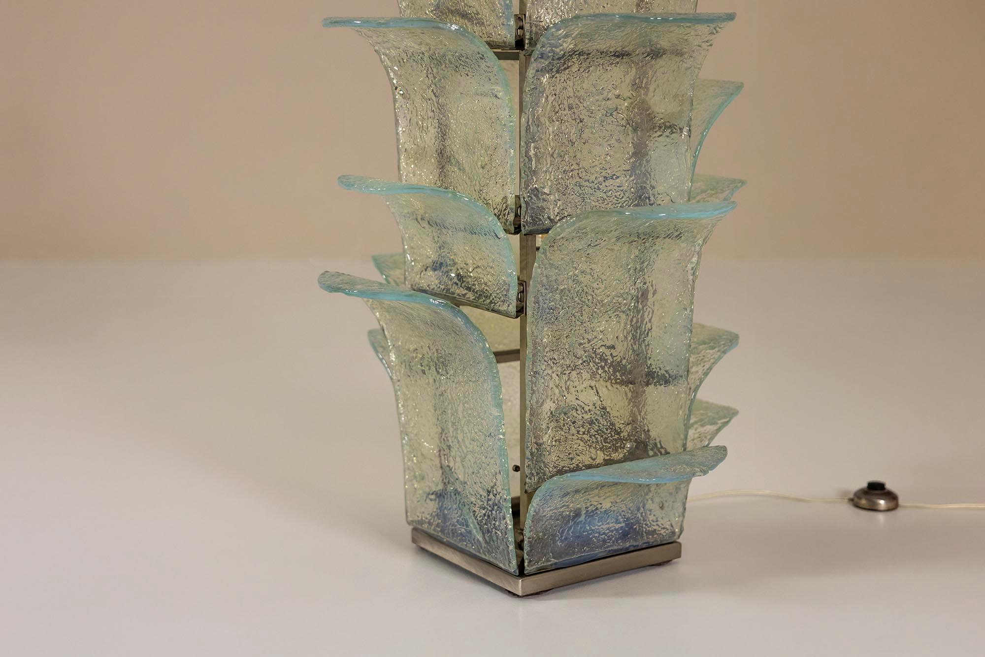 Lámpara Cactus de Carlo Nason para Mazzega en vidrio azul claro, Italia Años 70 en venta 5