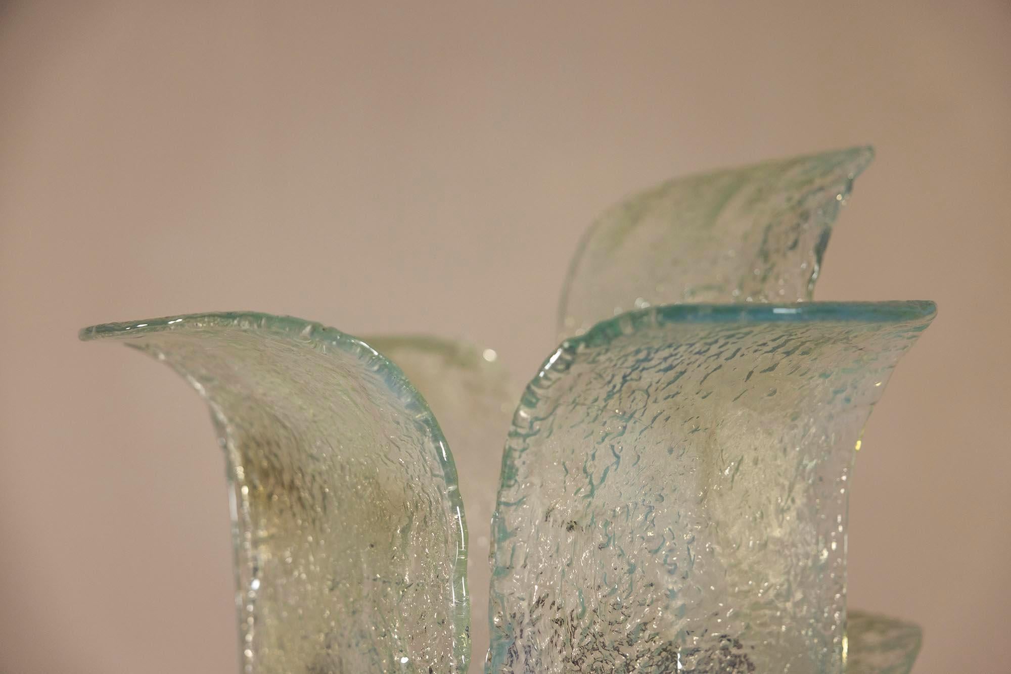Lámpara Cactus de Carlo Nason para Mazzega en vidrio azul claro, Italia Años 70 Italiano en venta