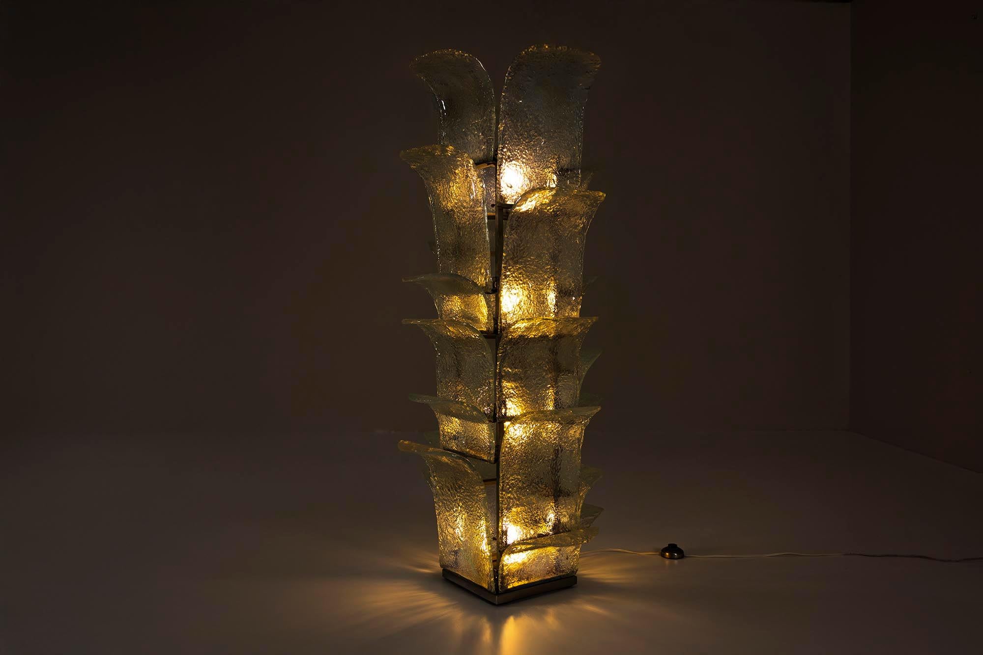 Lámpara Cactus de Carlo Nason para Mazzega en vidrio azul claro, Italia Años 70 en Bueno estado para la venta en Hellouw, NL