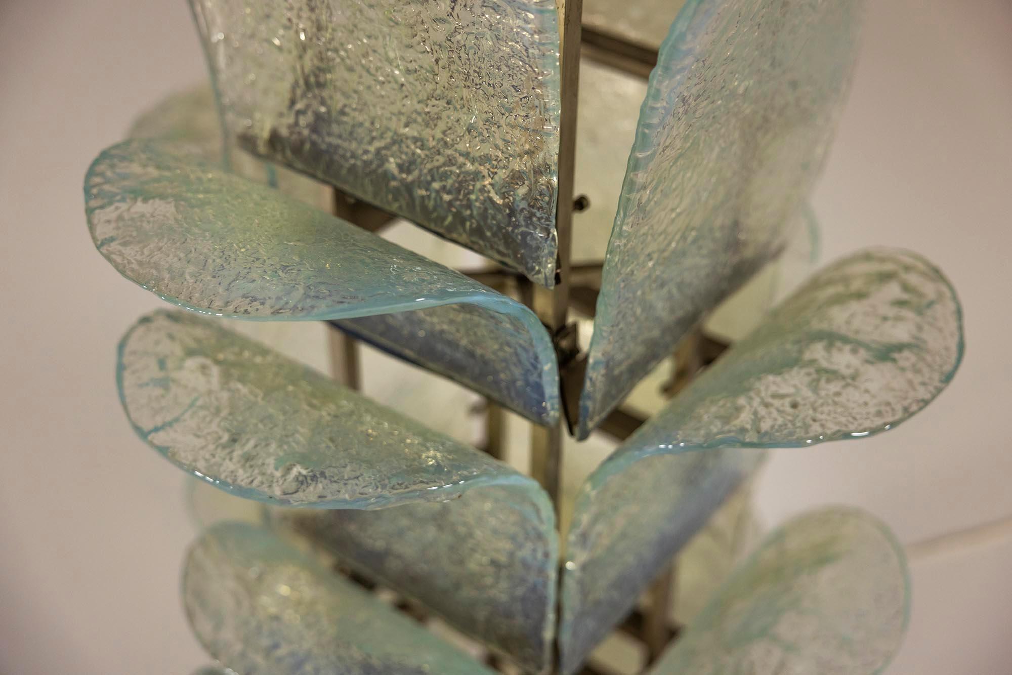 Lámpara Cactus de Carlo Nason para Mazzega en vidrio azul claro, Italia Años 70 en venta 2
