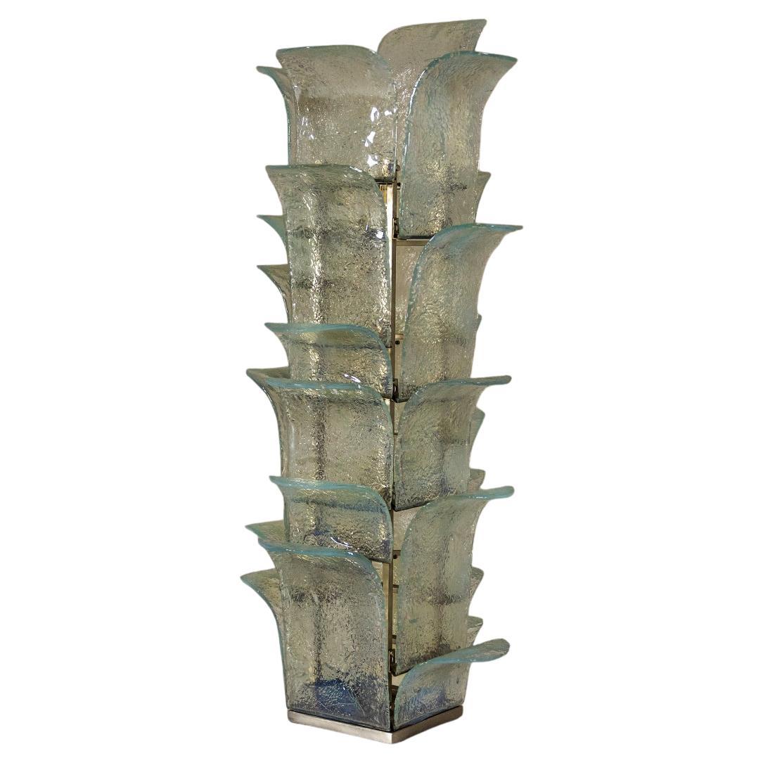 Lámpara Cactus de Carlo Nason para Mazzega en vidrio azul claro, Italia Años 70 en venta