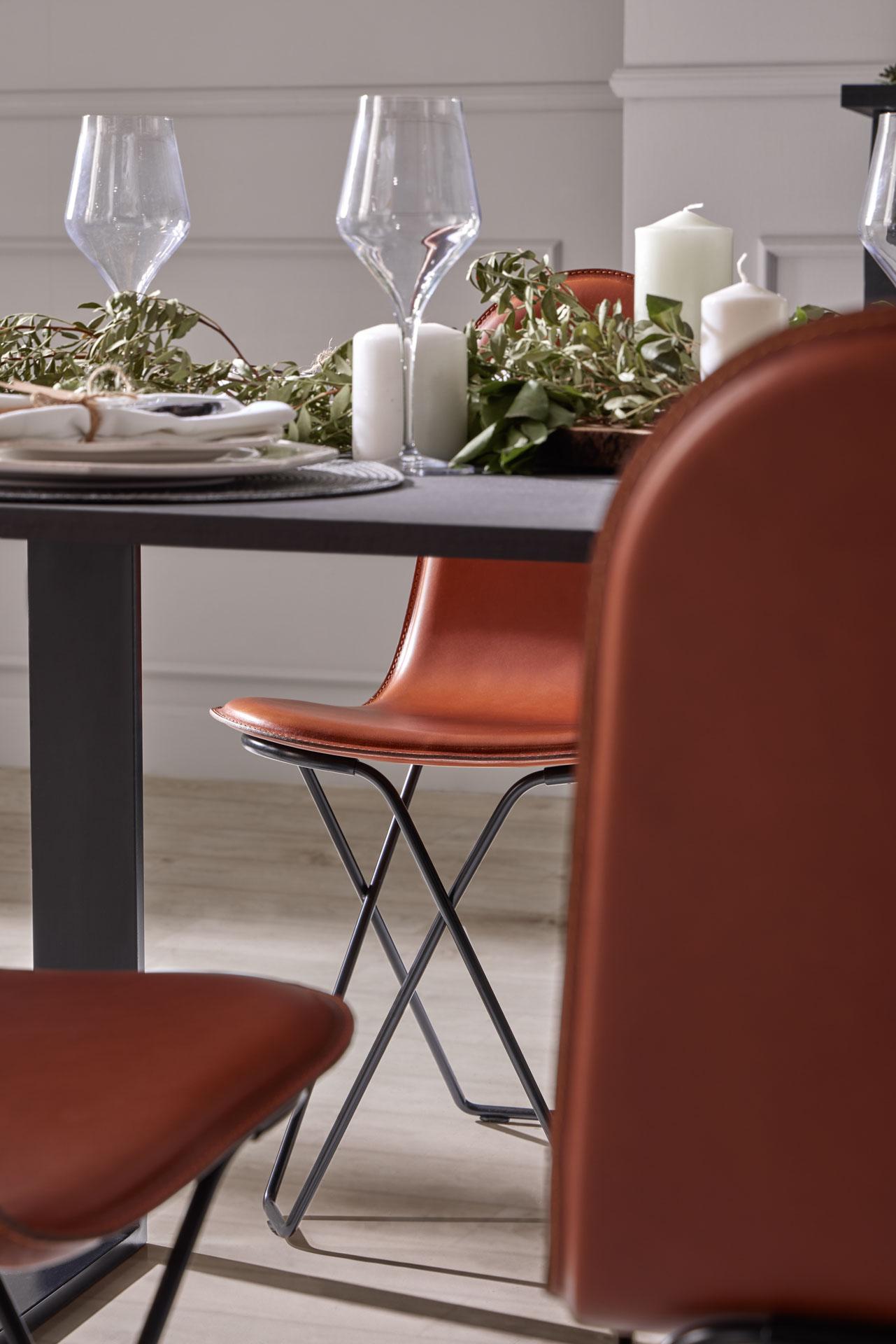 Post-Modern Cactus Leather Dining Chair by Cuero Design For Sale