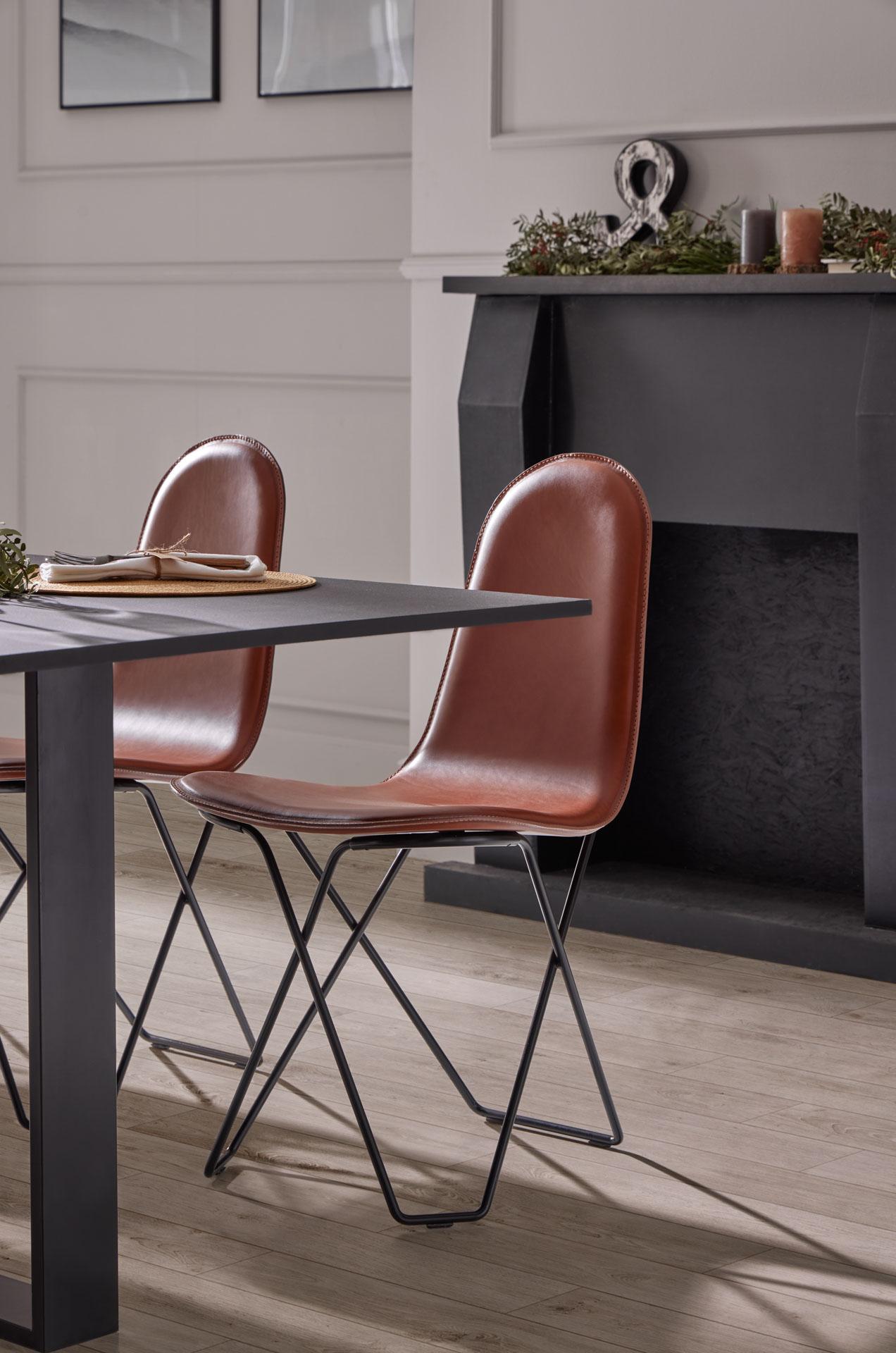 Swedish Cactus Leather Dining Chair by Cuero Design For Sale