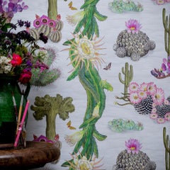 Cactus Mexicanos in Dove Botanical Wallpaper
