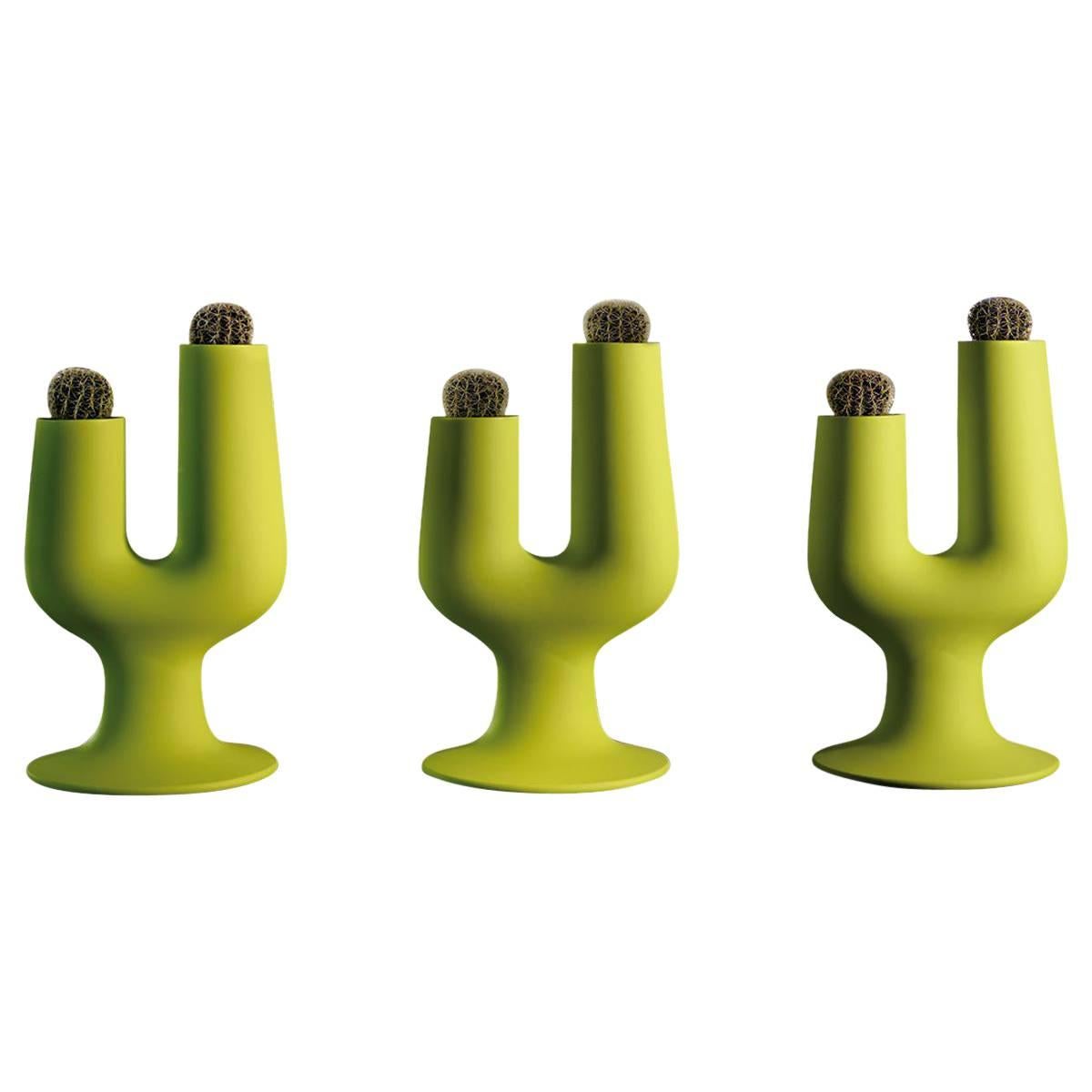 Cactus Plant Vase in Matte Acid Green Polyethylene by Giulio Iacchetti for Plust For Sale