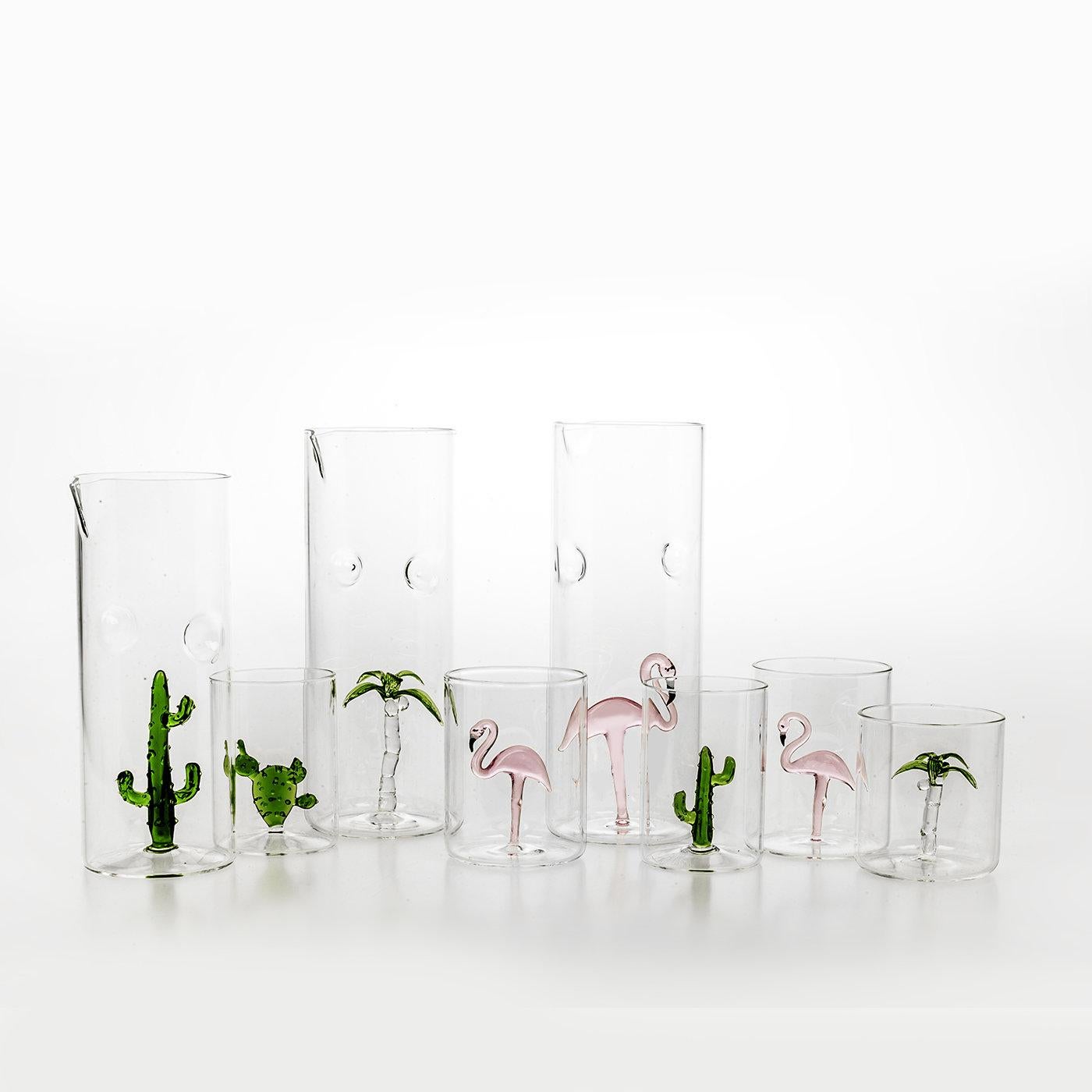 Part of a collection inspired by the colorful world of nature, this set of four versatile glasses will be a fresh addition to a dining room, bringing indoor the relaxed atmosphere of a garden in the summer. These four functional objects are
