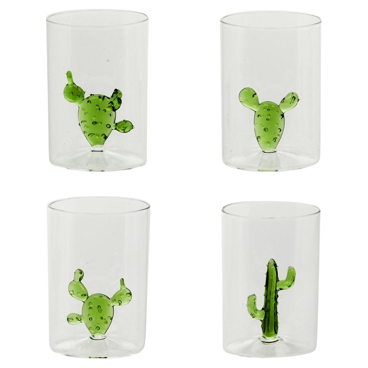 Cactus Set of 4 Glasses For Sale