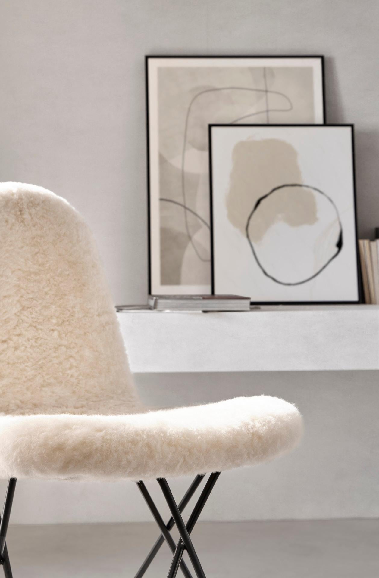 Swedish Cactus Sheepskin Dining Chair by Cuero Design For Sale