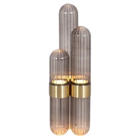 Cactus Small Smoky Grey Polished Brass Table Lamp by Pulpo For Sale