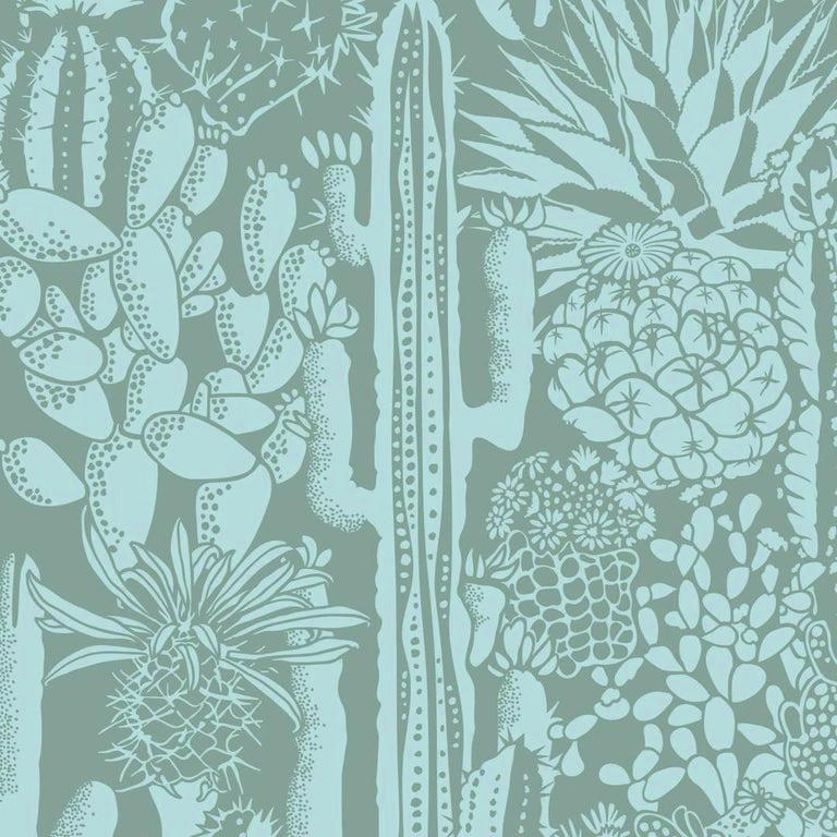 Cactus Spirit Designertapete in Sage 'Mint und Frostgrün' (amerikanisch) im Angebot