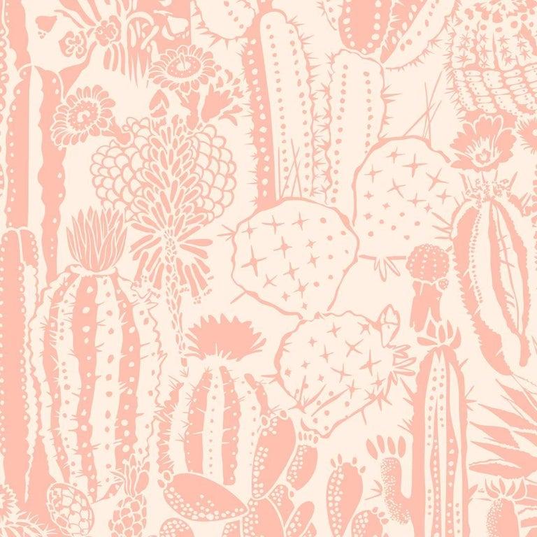 Cactus Spirit Designer-Tapete in prächtigem „Salmon Pink and Blush“ (Moderne) im Angebot