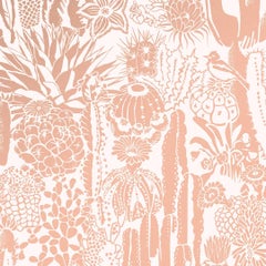 Cactus Spirit Screen Printed Wallpaper in Rose Gold 'Metallic Copper on Blush'
