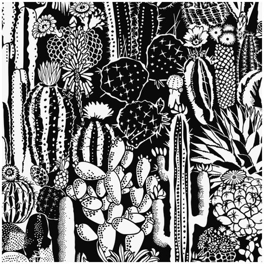 Cactus Spirit Type Ii Eco Friendly Wallpaper In Contrast Black