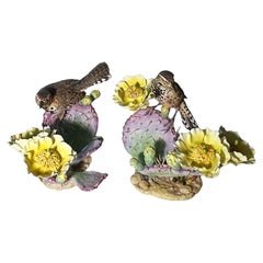 Cactus Wren and Prickly Pear Porcelain Birds