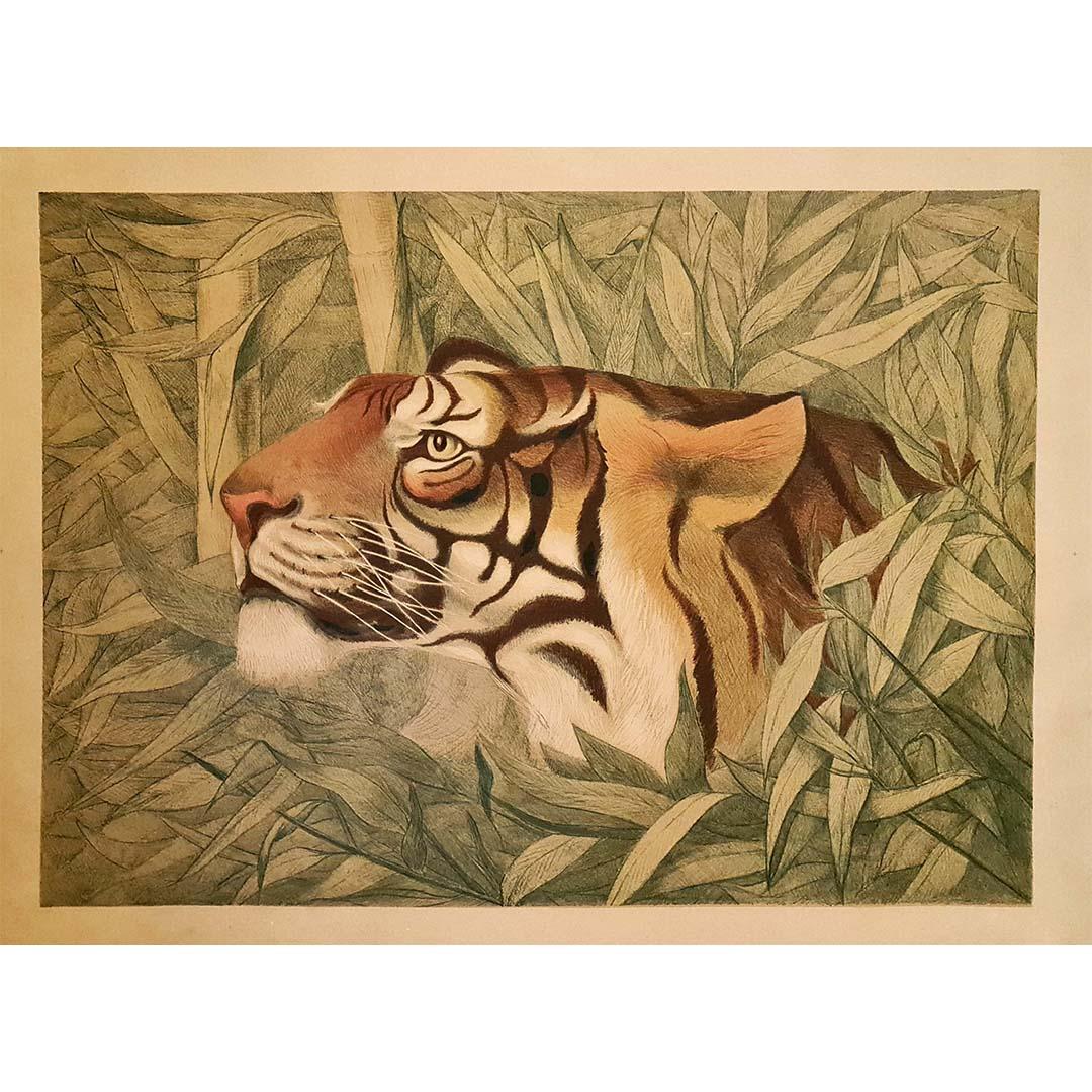 Sehr schönes Plakat aus den 1920er Jahren, das einen Tiger darstellt  Tiere - Fauvismus im Angebot 1
