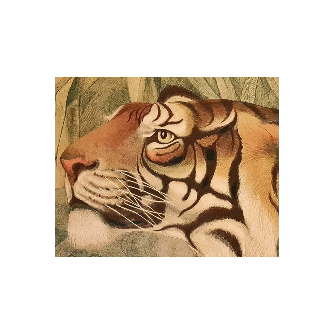 Sehr schönes Plakat aus den 1920er Jahren, das einen Tiger darstellt  Tiere - Fauvismus im Angebot 2