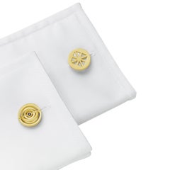 Cadar Duality Cufflink, 18 Karat Matte Yellow Gold and Black Diamond