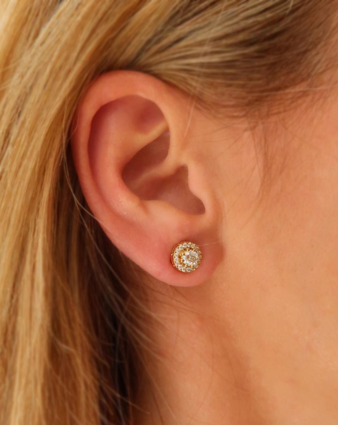 Women's CADAR Duet Earrings, 18K Yellow Gold and 1.51cttw White Diamonds