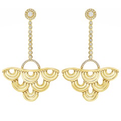 CADAR Duet Earrings, 18K Yellow Gold and 1.51cttw White Diamonds