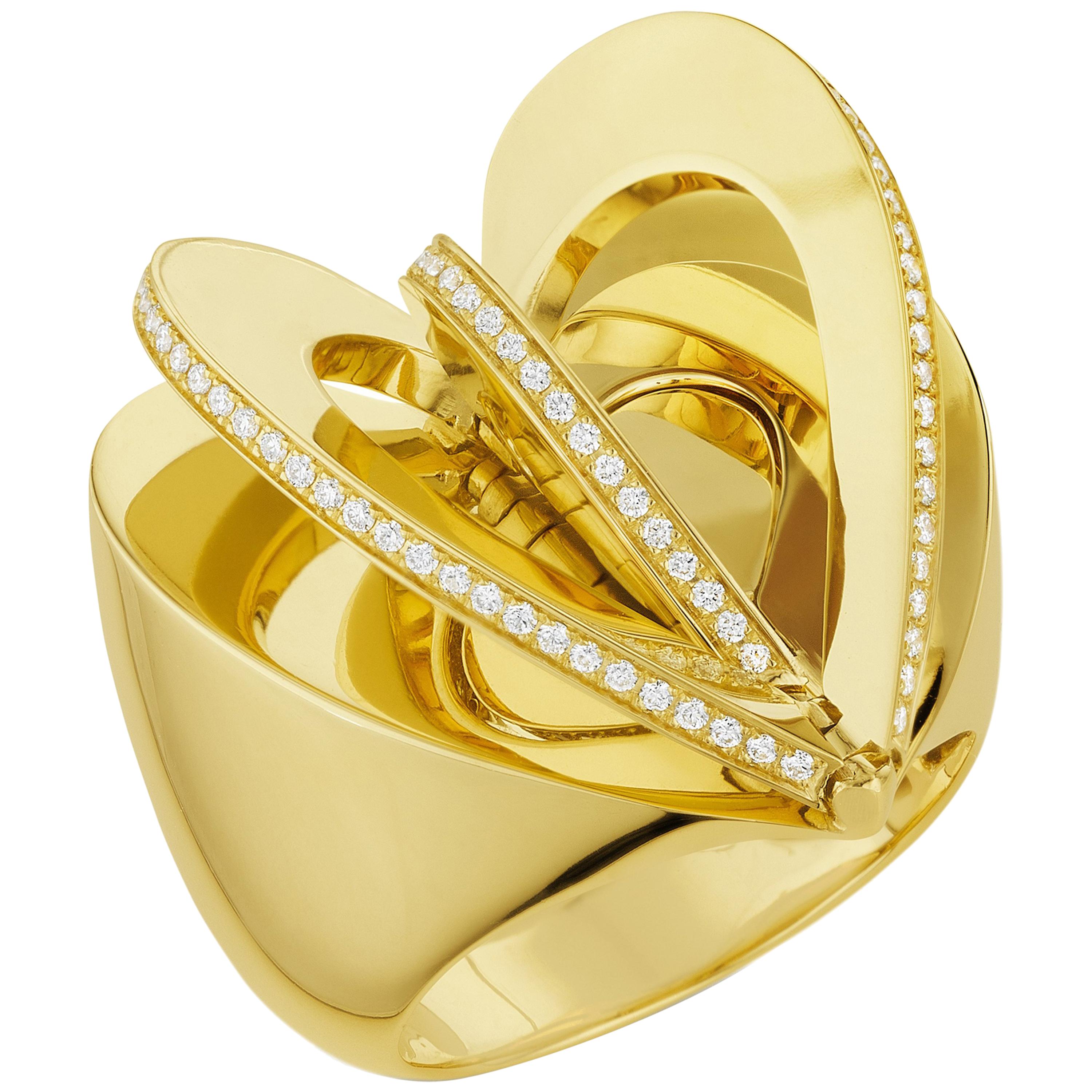 CADAR Endless Cocktail Ring, 18K Yellow Gold and White Diamonds