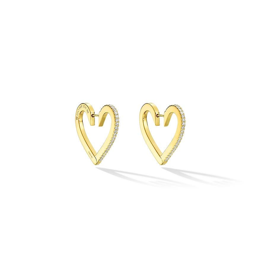 Contemporary Cadar Endless Hoop Earrings, 18 Karat Yellow Gold and White Diamonds, Medium