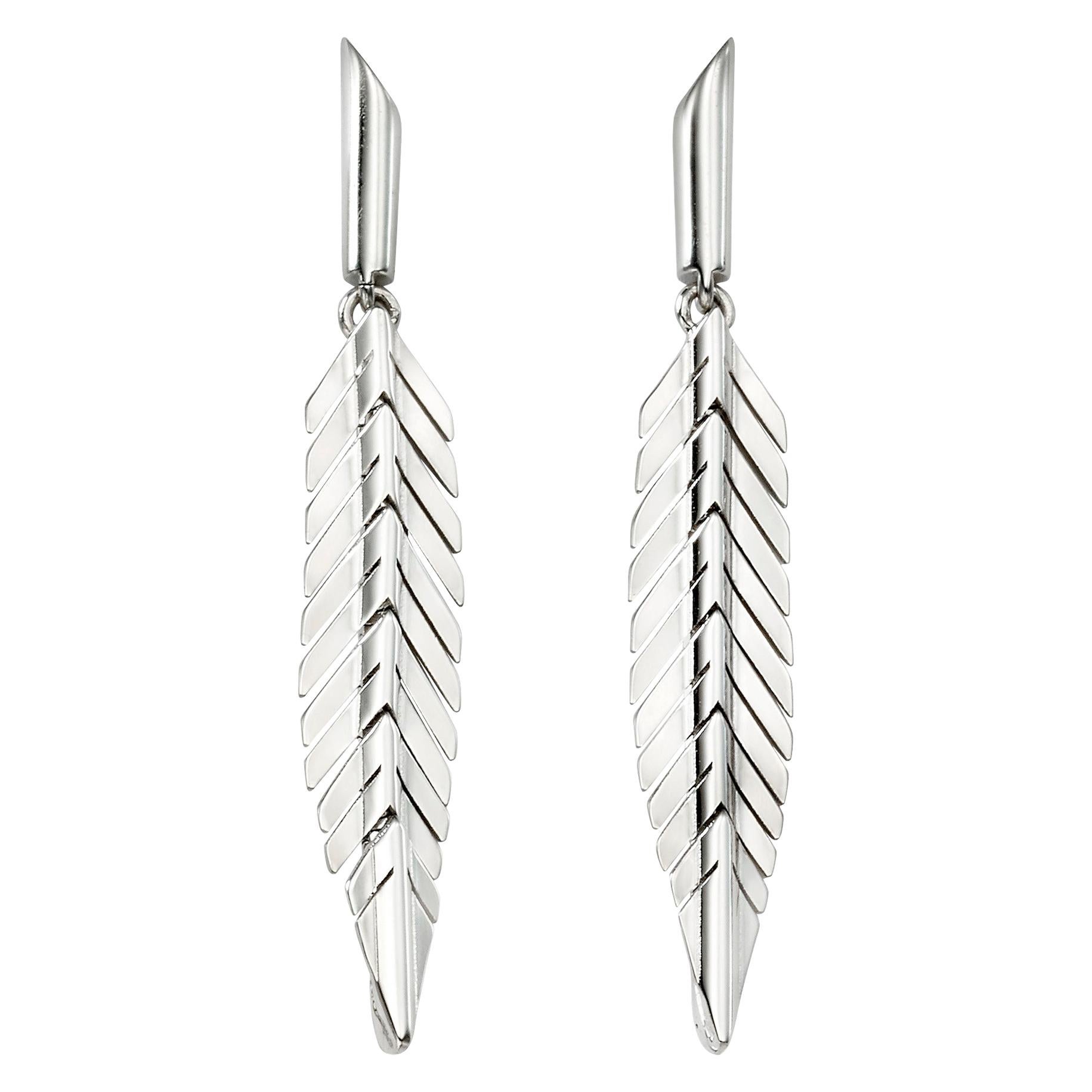 CADAR Feather Drop Earrings, 18K Yellow Gold - Medium For Sale at ...