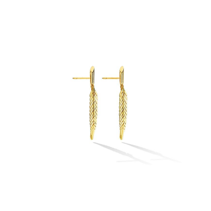 gold feather dangle earrings