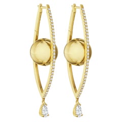 CADAR Reflections Hoops, 18K Yellow Gold and White Diamonds - Large