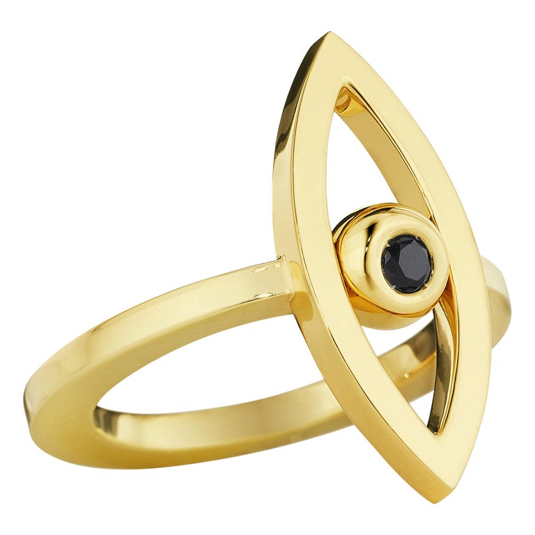 Cadar Reflections Ring, 18 Karat Yellow Gold and Black Diamond