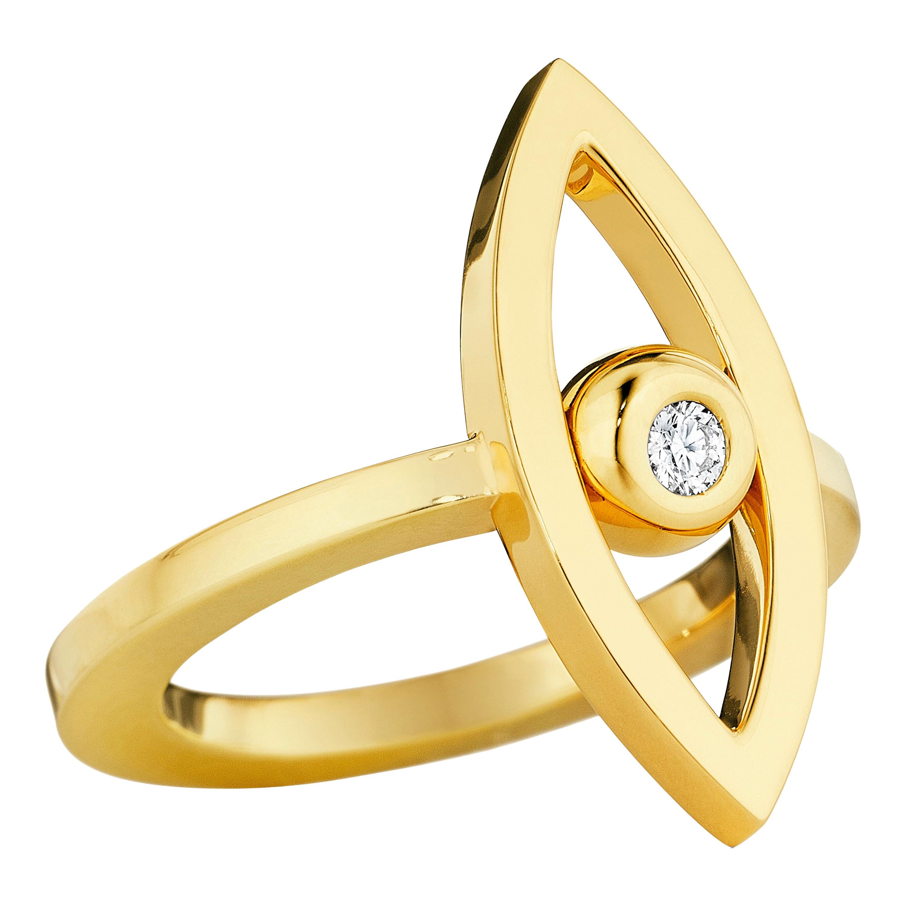 CADAR Reflections Ring, 18 Karat Yellow Gold and White Diamond