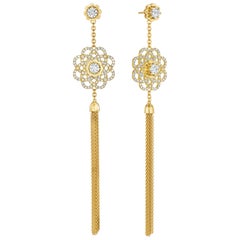 Cadar Trio Earrings, 18 Karat Yellow Gold and White Diamonds