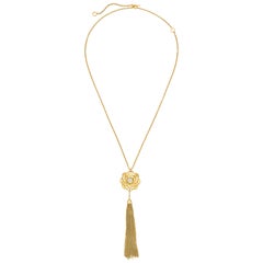 18K Yellow Gold Pendant Necklace with White Diamonds