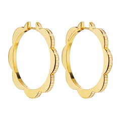 CADAR Triplet Hoop Earrings, 18K Yellow Gold and Black & White Diamonds - Large