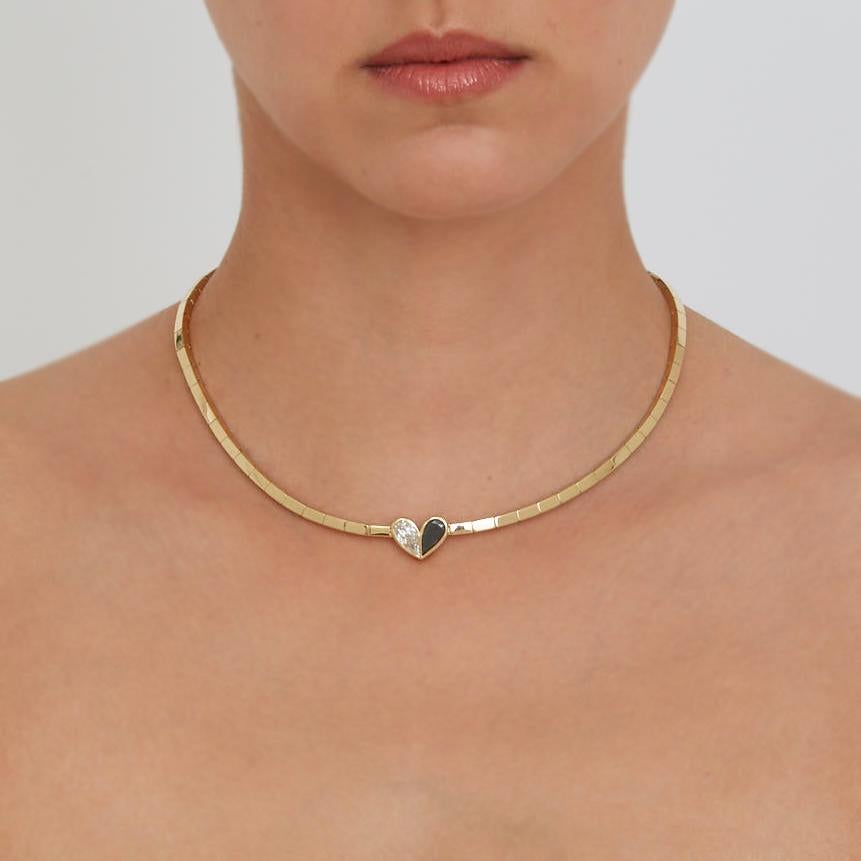 Contemporary Cadar Unconditional Love Choker, 18K Yellow Gold and Black and White Diamonds