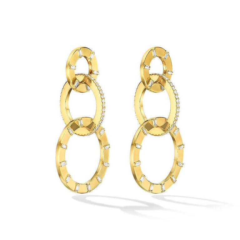 Contemporary Cadar Unity Earrings, 18 Karat Yellow Gold and White Diamonds, Small