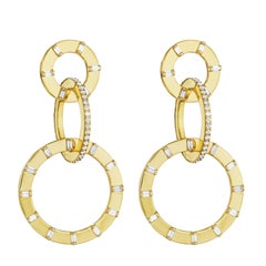 Cadar Unity Earrings, 18 Karat Yellow Gold and White Diamonds, Small