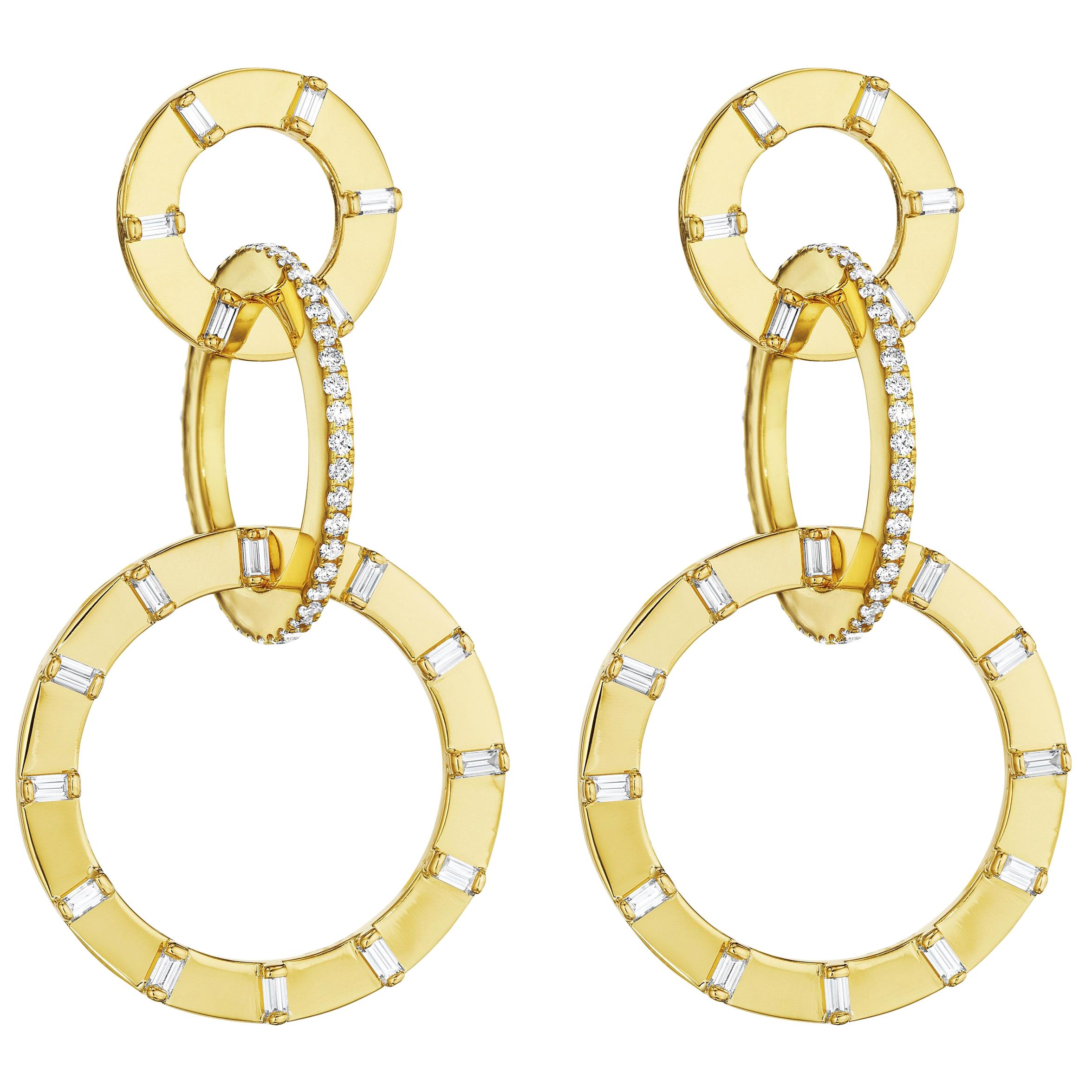 CADAR Unity Earrings in 18K Yellow Gold and 1.94 Carat Diamond 