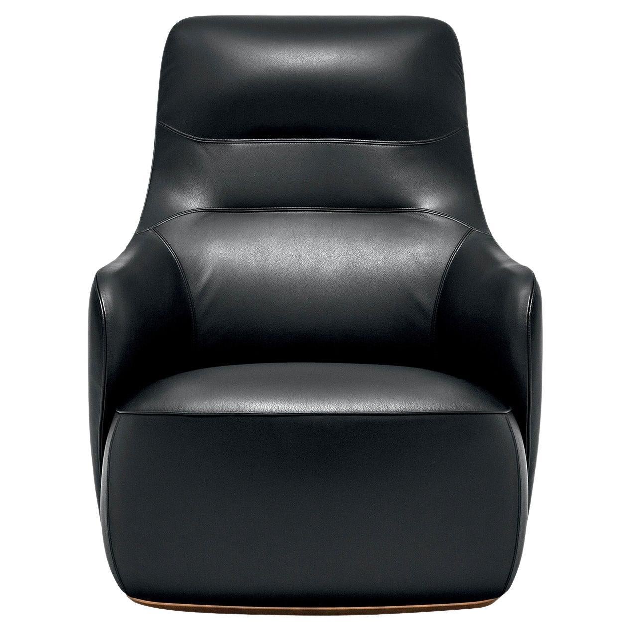 Caddy Black Armchair and Pouf For Sale
