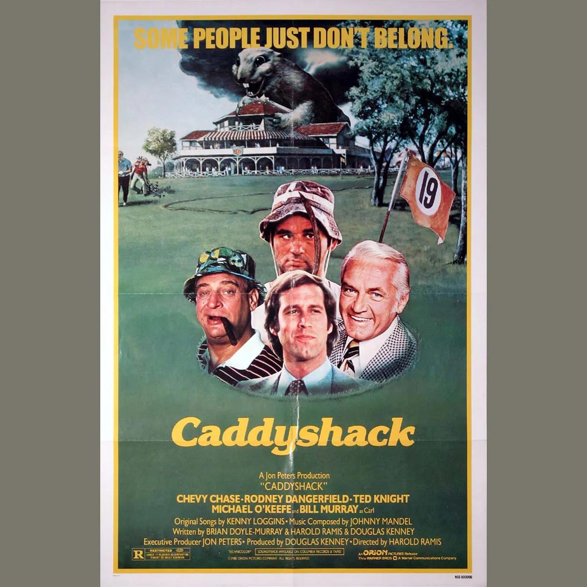 Caddyshack (1980)
Original Una Hoja (27 X 41 Pulgadas)

Un exclusivo campo de golf tiene que enfrentarse a un descarado nuevo socio y a una destructiva ardilla bailarina.

Se trata de un Cartel de Película Original producido por el estudio para