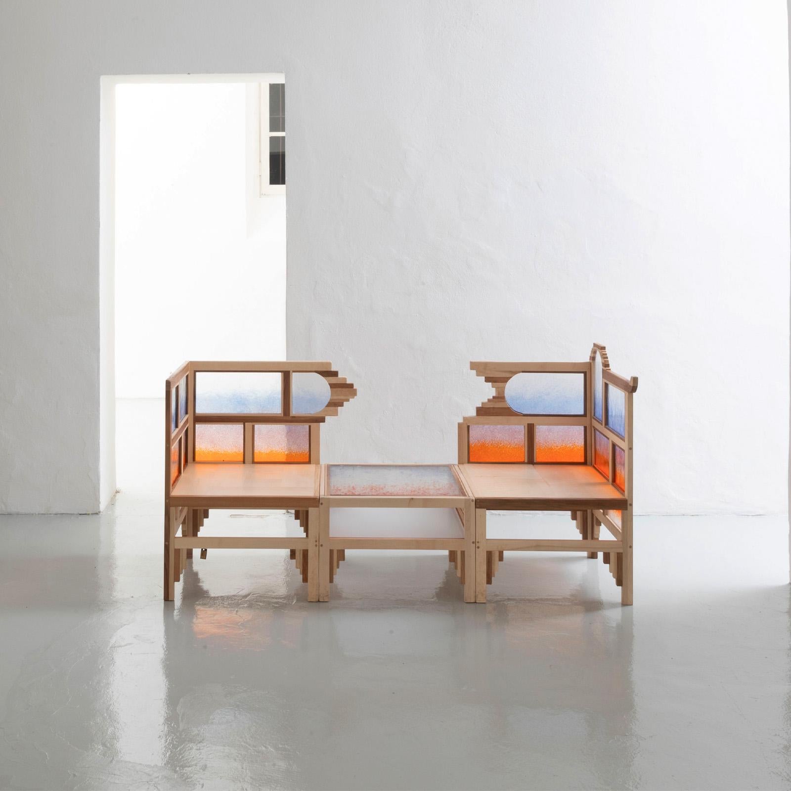 Contemporary Cadeira Nascer Do Sol Set of 2 Chairs in Wood by Andrea Zambelli For Sale