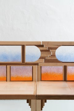 Handcrafted Set of 2 Chairs in Wood and Murano Glass by Andrea Zambelli