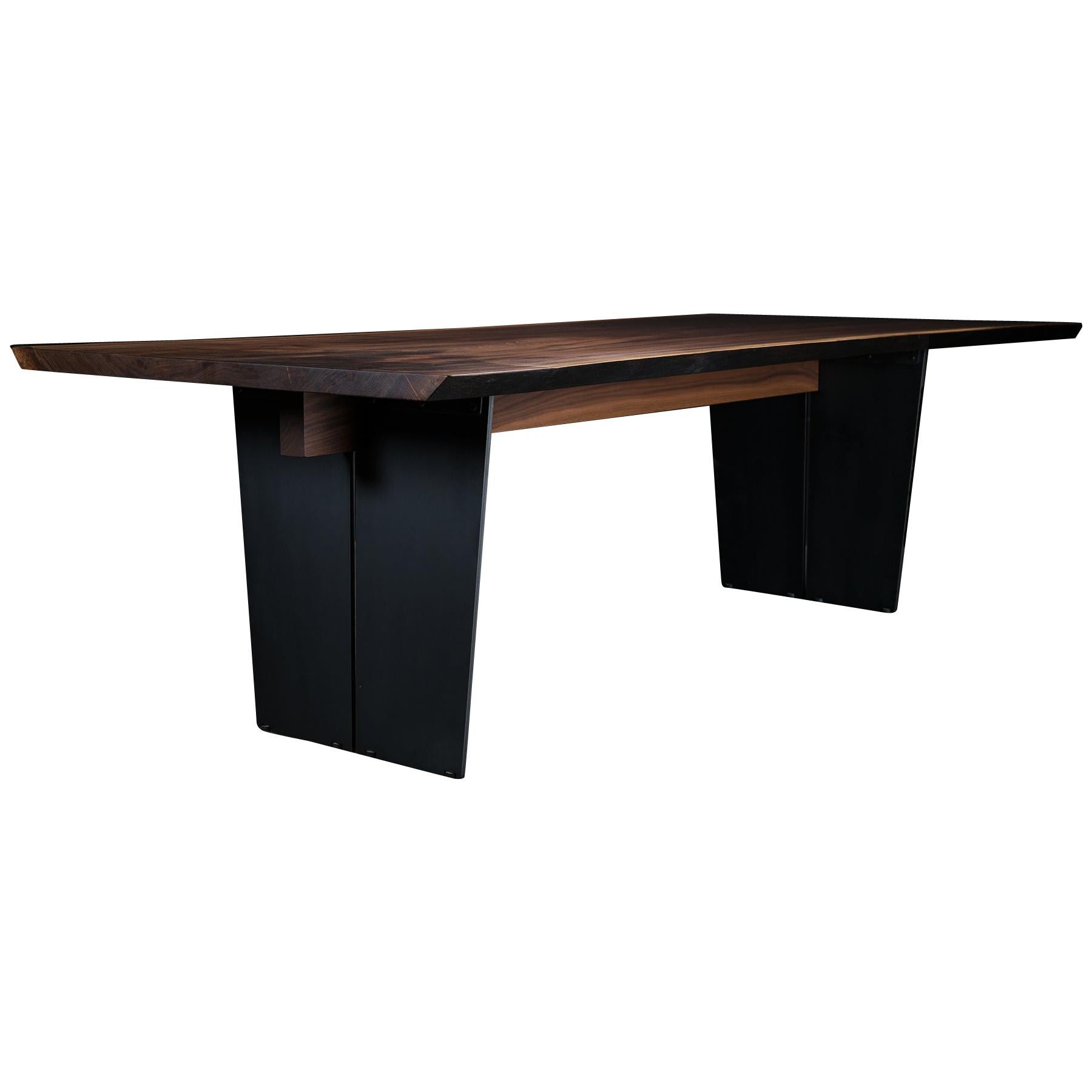 Cadelon Live Edge Dining Table, by Ambrozia, Black Walnut Slabs, Hand-Blackened  For Sale