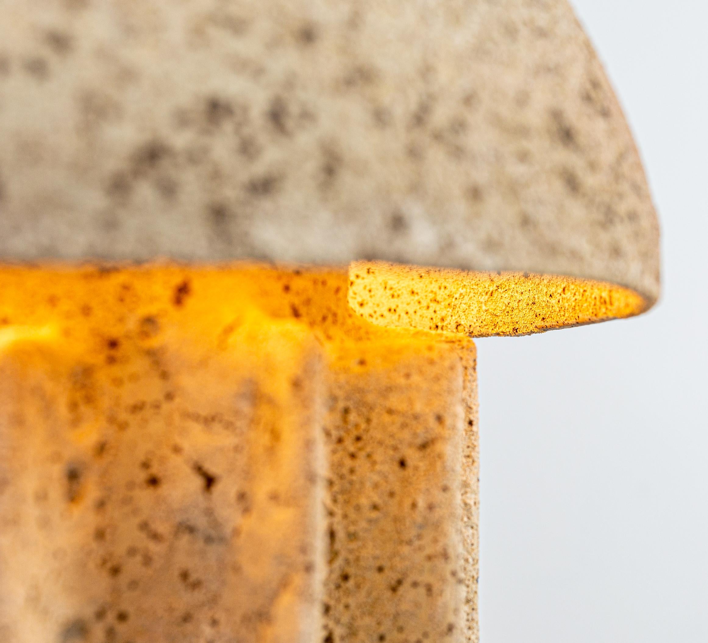 American CADEN Table Ceramic Dome Lamp, Highly Textured Light Lava Glaze by Kalin Asenov For Sale