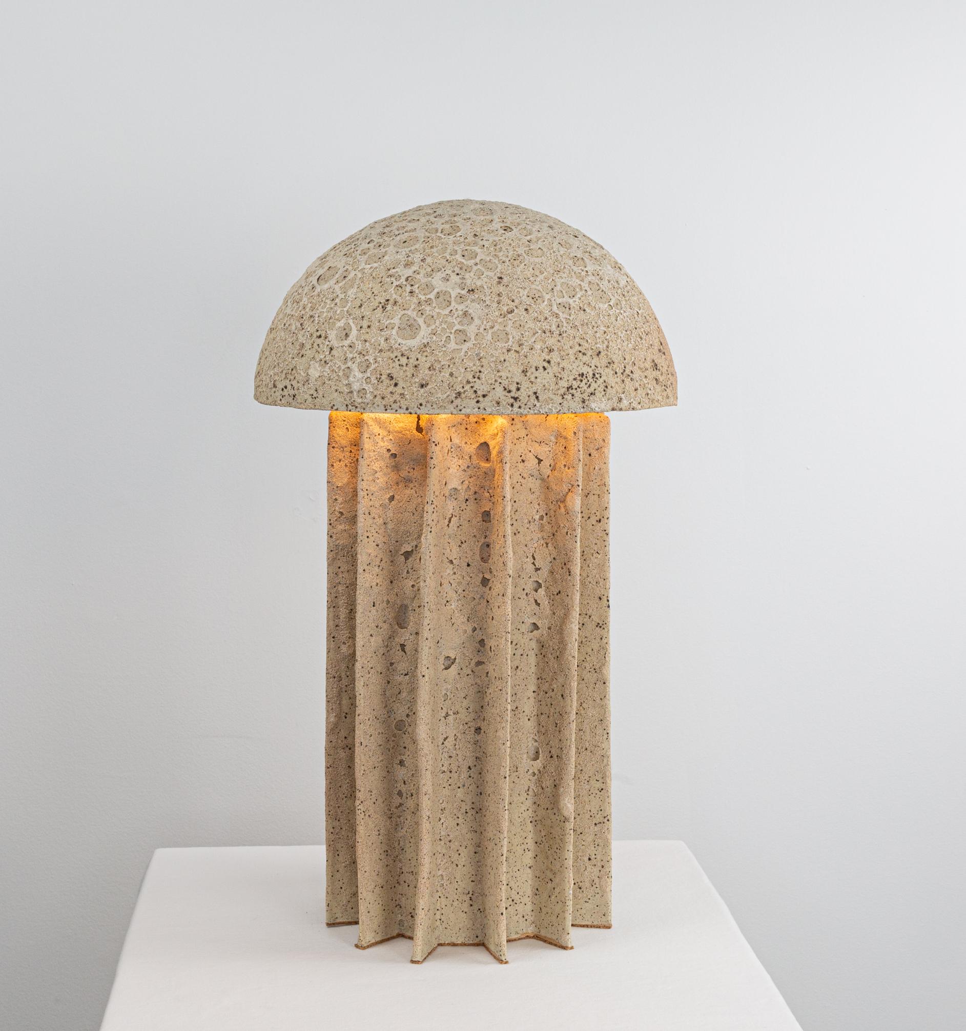 CADEN Table Ceramic Dome Lamp, Highly Textured Light Lava Glaze by Kalin Asenov For Sale 2